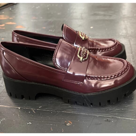 Guess Maroon Red Patent Leather Platform Loafers Shoes Women’s 8.5 - BP - Picture 8 of 15